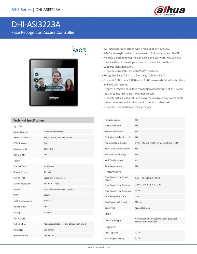 Page n°1 - Fiche technique Dahua Technology ASI3223A