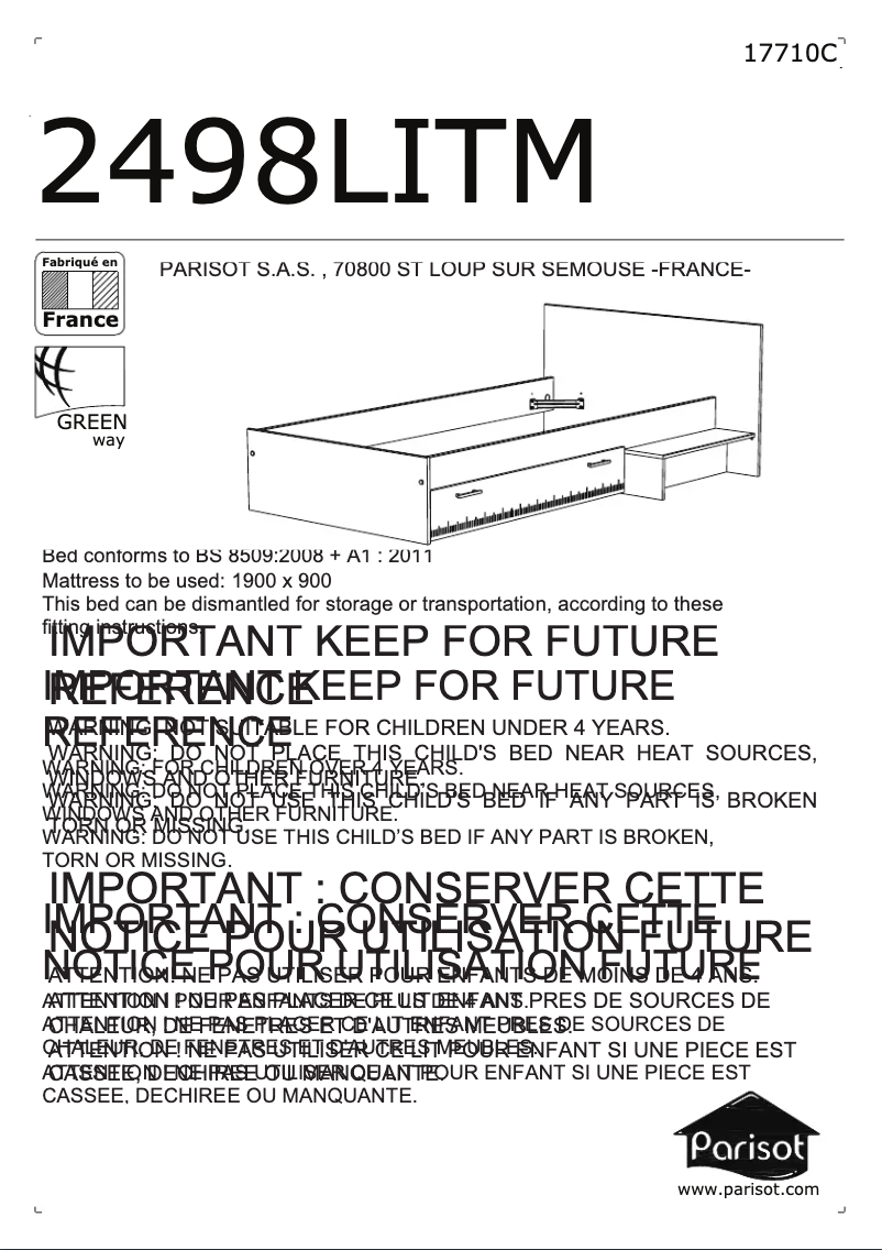 Page n°1 - Manuel utilisateur Parisot Charly 2498LITM