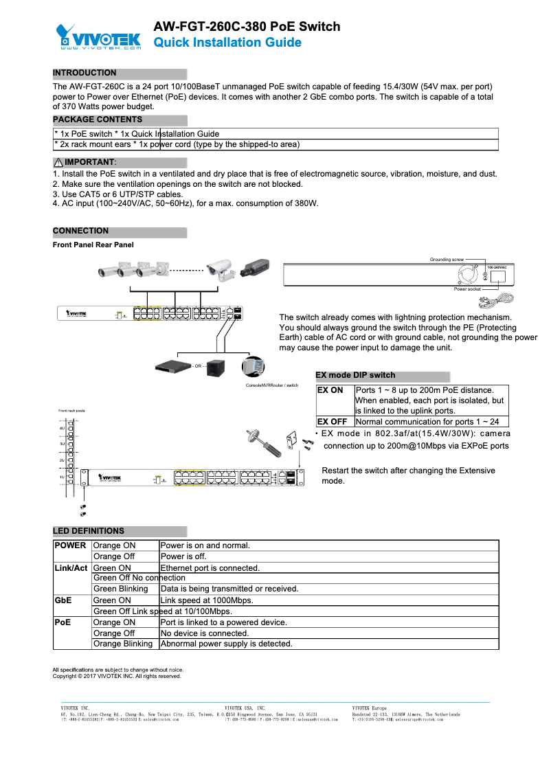 Image de la première page du manuel de l'appareil AW-FGT-260F-380