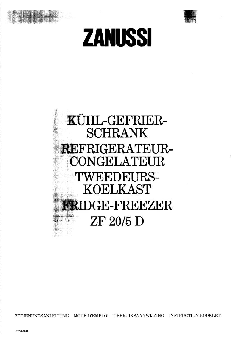 Image de la première page du manuel de l'appareil ZF 20/5d