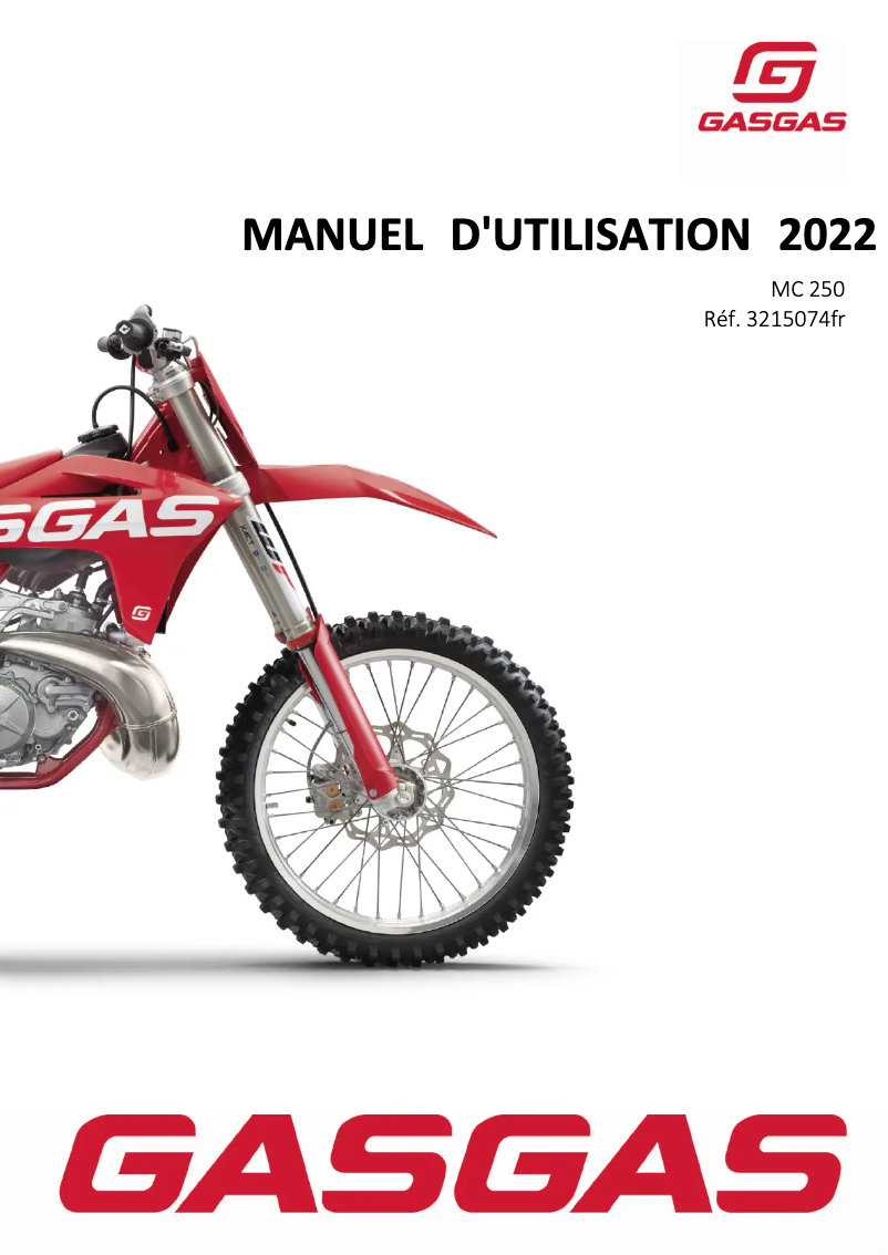 Page 1 de la notice Manuel utilisateur GasGas MC 250 (2022)