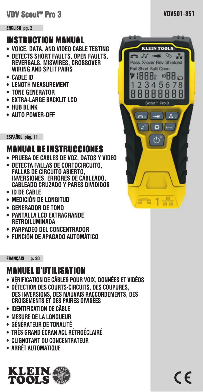 Página 1 del manual Manual de usuario Klein Tools VDV501-851