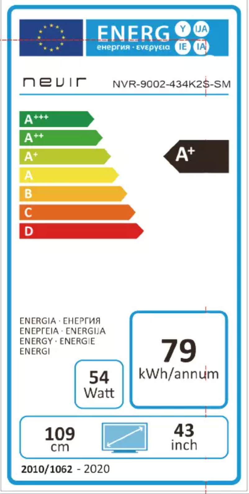Page n°1 - Label énergétique Nevir NVR-9002-434K2S-SM