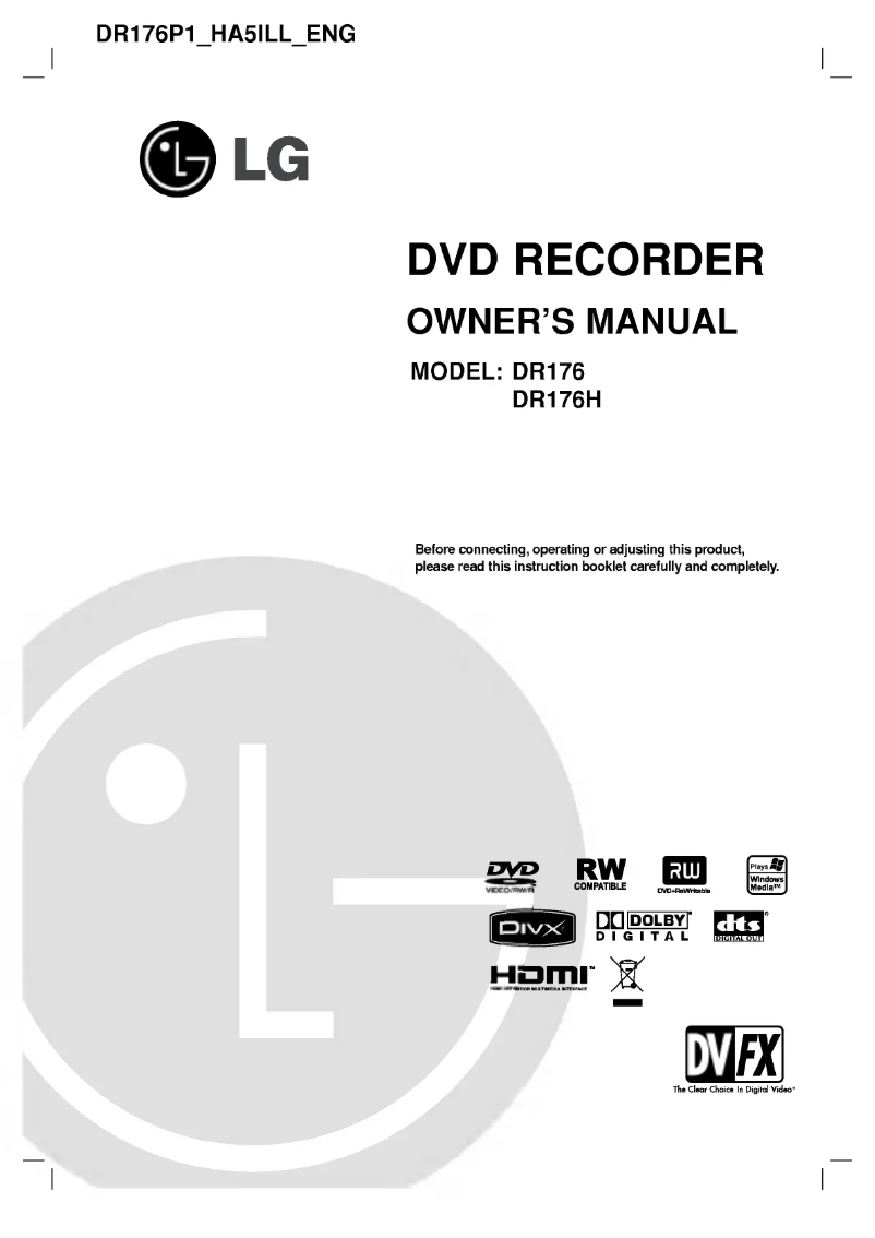 First page image of the manual for DR176H