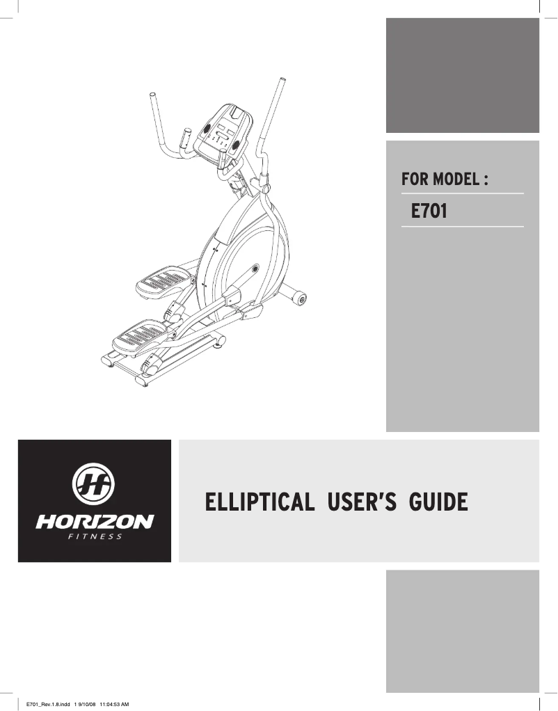 Page n°1 - Manuel utilisateur Horizon Fitness E701