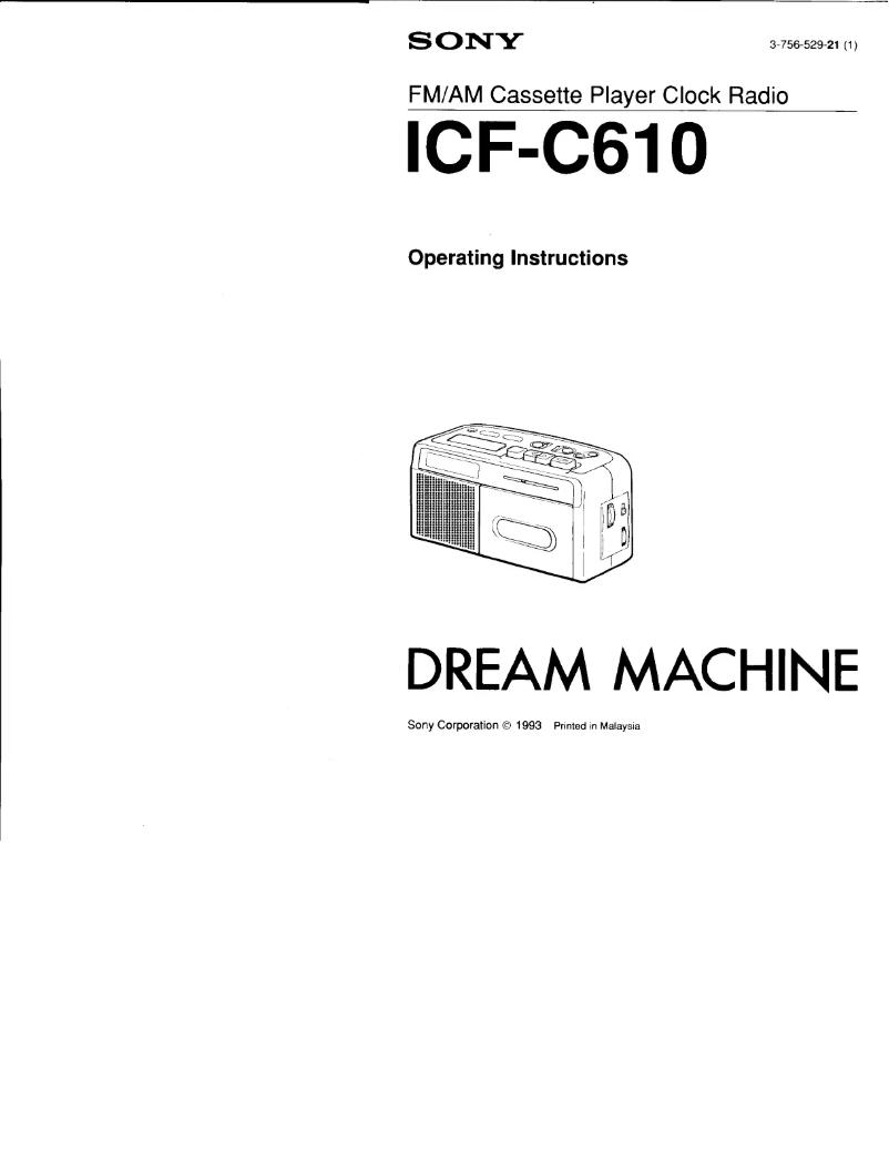 Page 1 de la notice Manuel utilisateur Sony ICF-C610