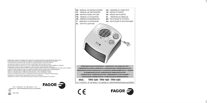Page n°1 - Manuel utilisateur Fagor TRV-520