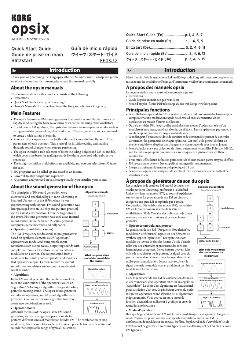 Image de la première page du manuel de l'appareil Opsix