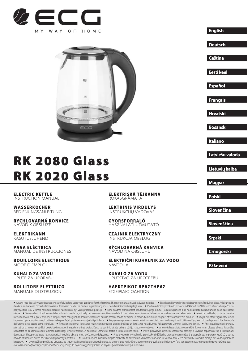 Imagen de la primera página del manual del dispositivo RK 2020 Glass