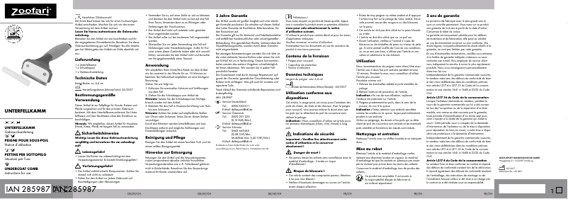 Page 1 de la notice Manuel utilisateur Zoofari IAN 285987