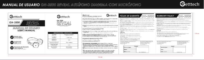 Page n°1 - Manuel utilisateur Getttech GH-3500G