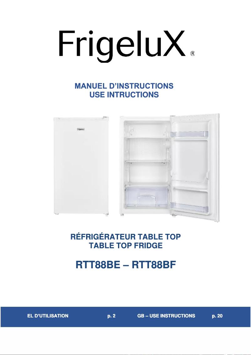 Image de la première page du manuel de l'appareil RTT88BE