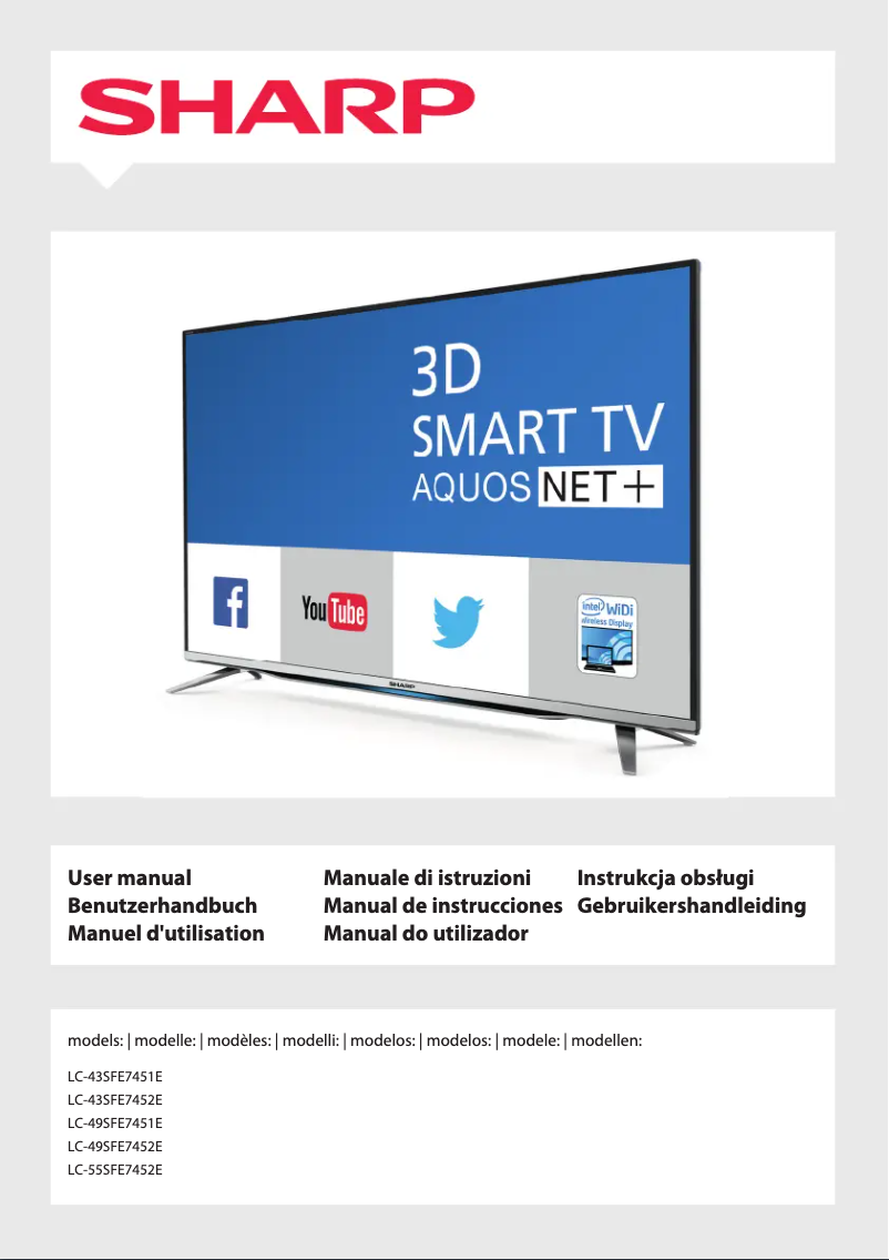 Page n°1 - Manuel utilisateur Sharp LC-55SFE7452E