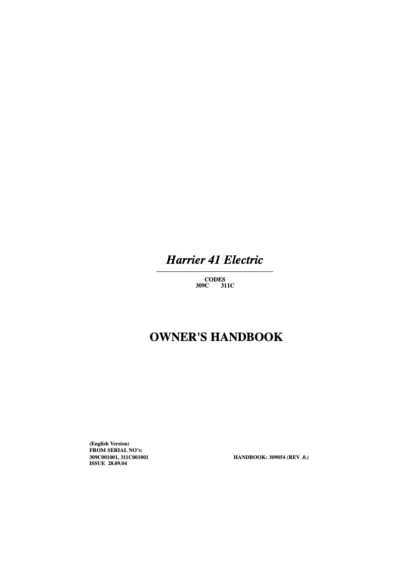 Image de la première page du manuel de l'appareil Harrier 41