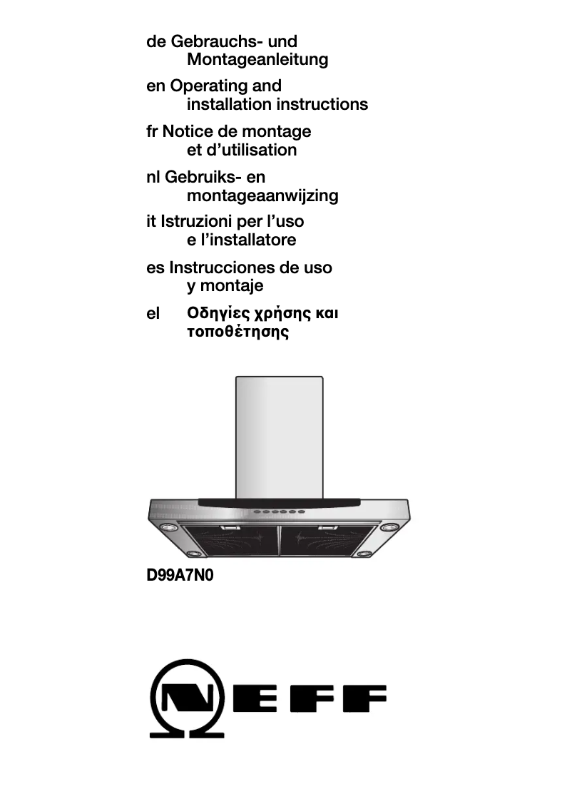 Page 1 de la notice Manuel utilisateur Neff D99A58N0