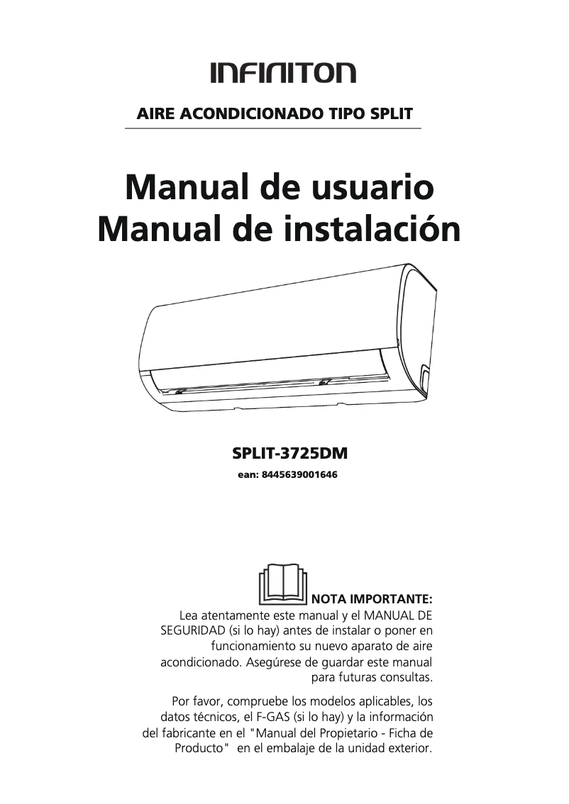 Page n°1 - Manuel utilisateur Infiniton SPLIT-3725DM
