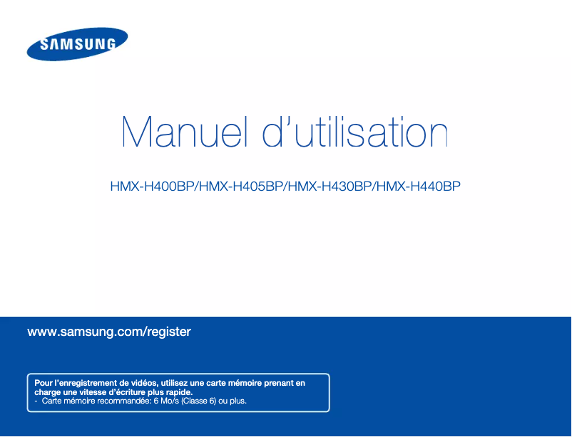 Page 1 de la notice Manuel utilisateur Samsung HMX-H405BP