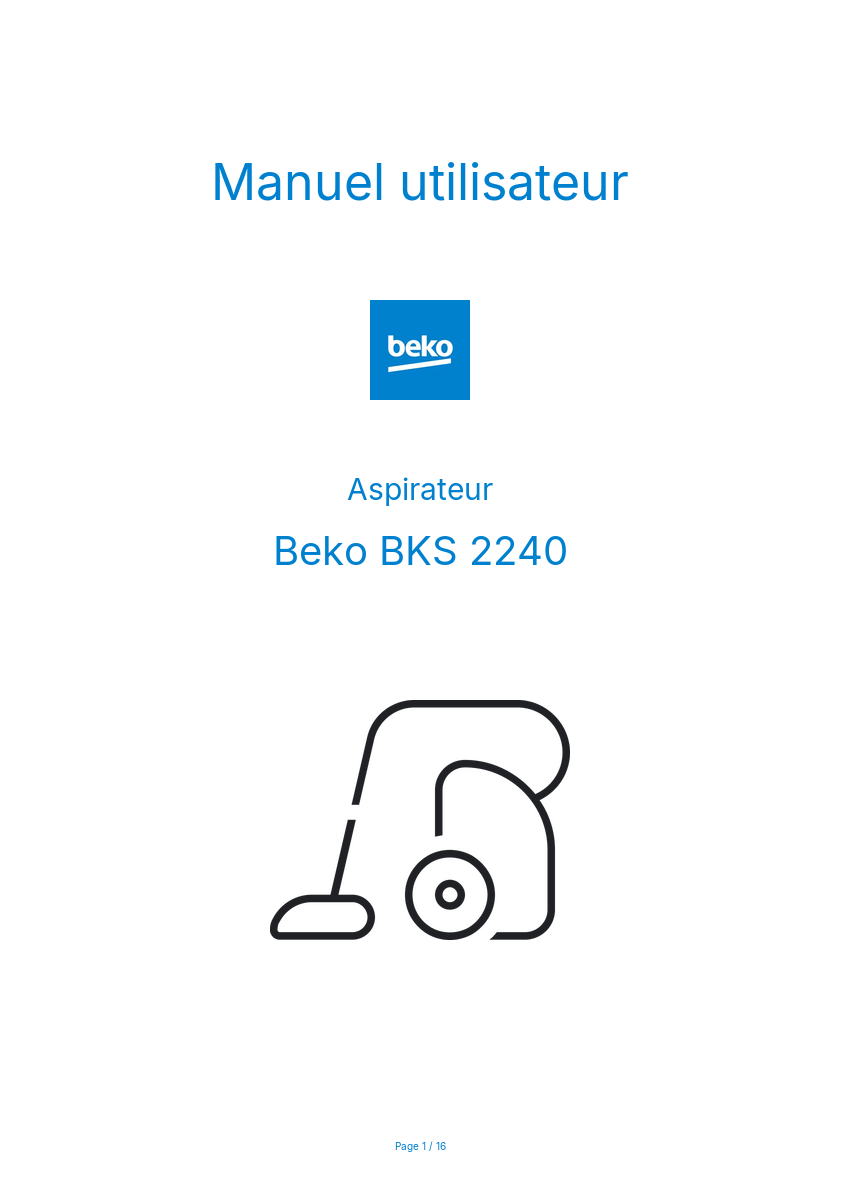 Page n°1 - Manuel utilisateur Beko BKS 2240