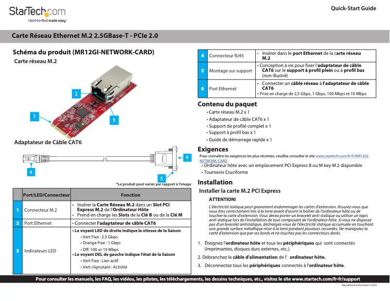 Página 1 del manual Manual de usuario StarTech.com MR12GI-NETWORK-CARD