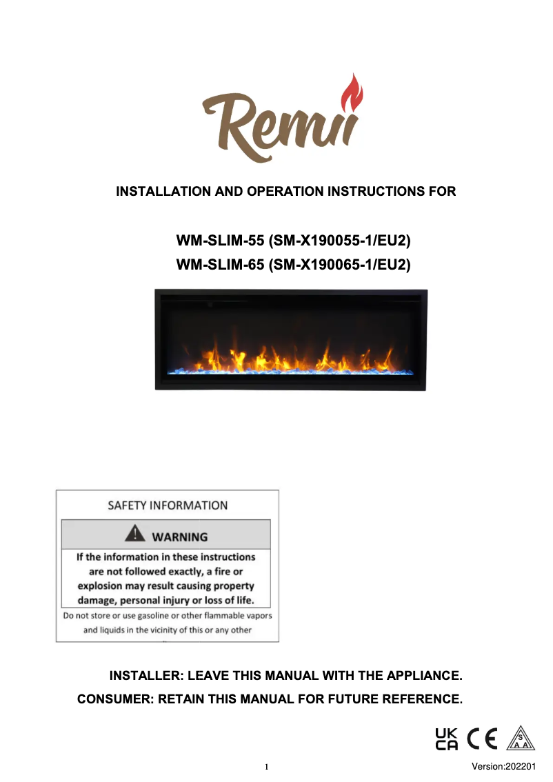 Page n°1 - Manuel utilisateur Remii WM-SLIM-55