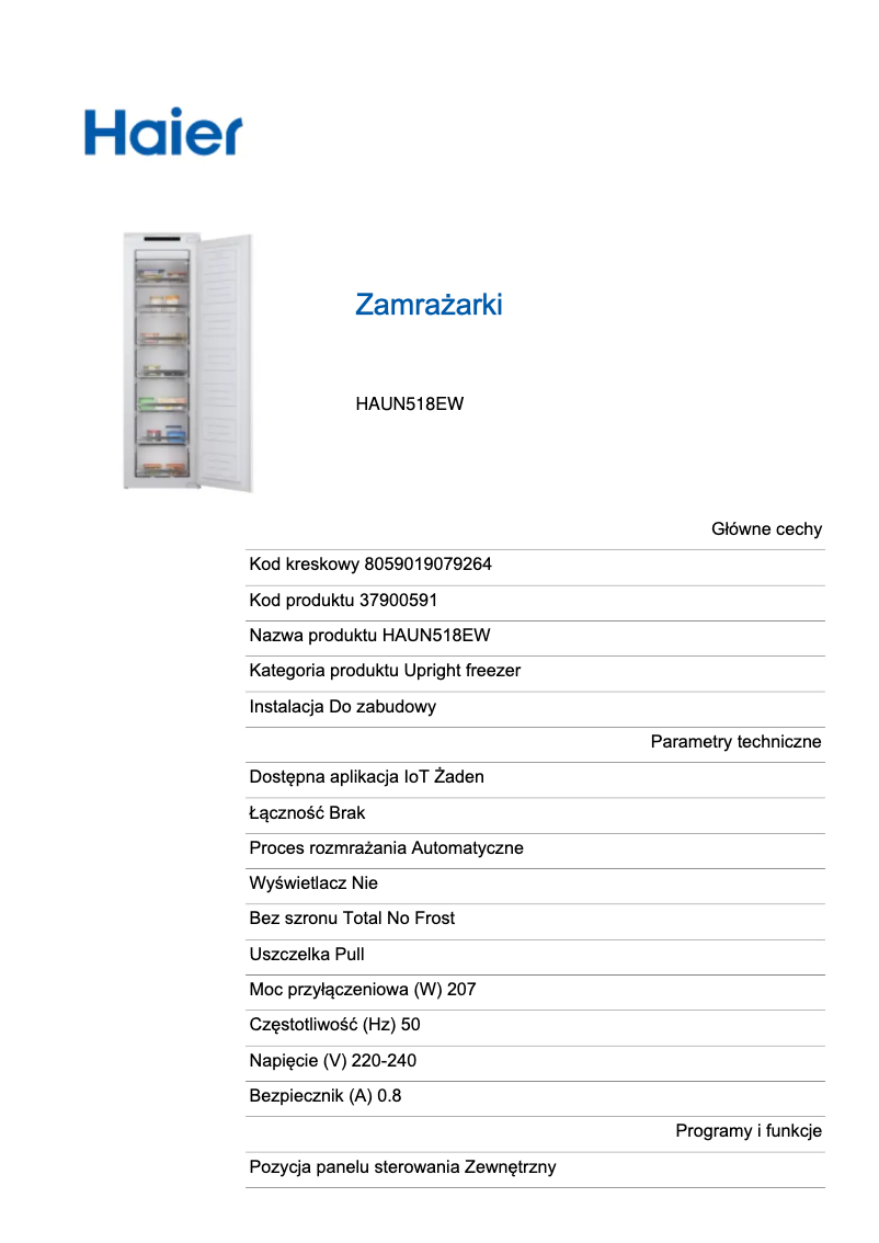 Image de la première page du manuel de l'appareil HAUN518EW