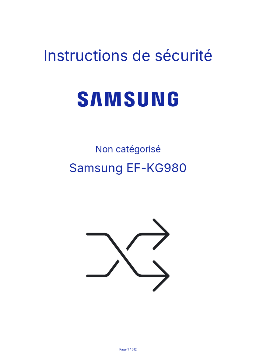Page n°1 - Instructions de sécurité Samsung EF-KG980