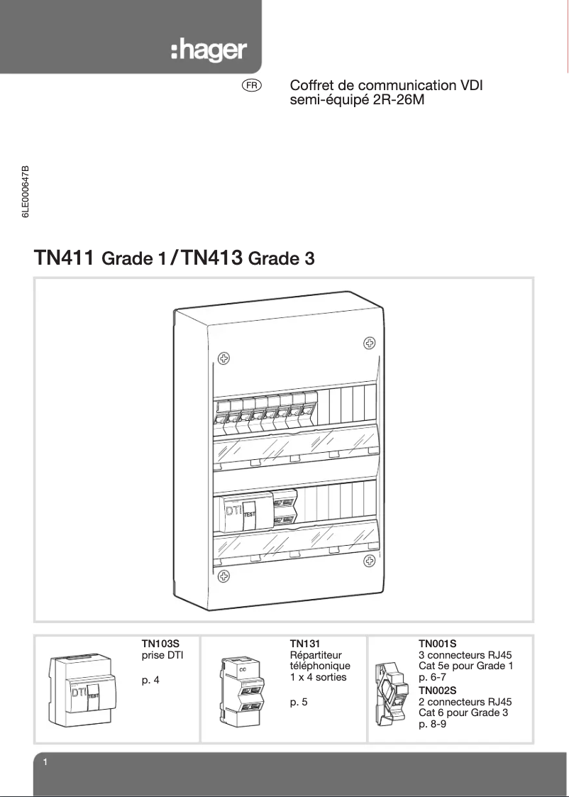 Page 1 de la notice Manuel utilisateur Hager TN413