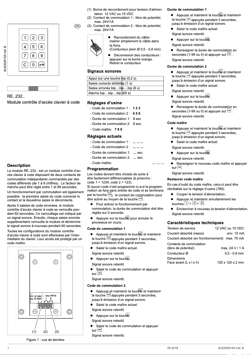 Image de la première page du manuel de l'appareil REN232X