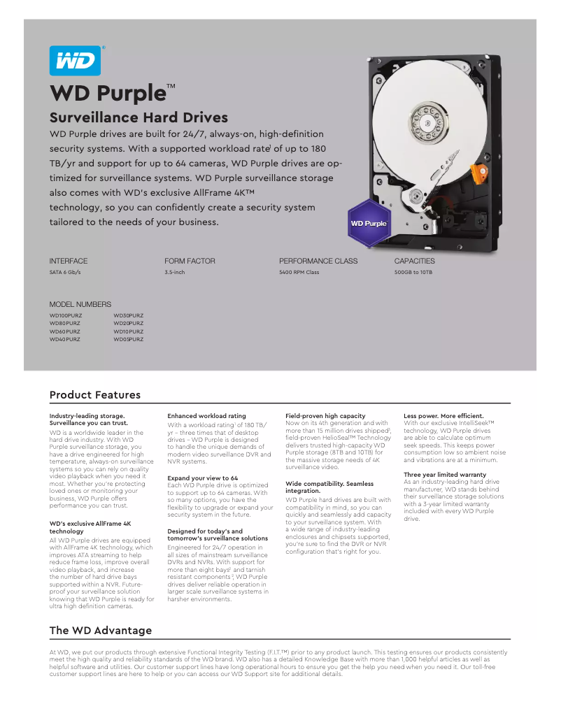 Page n°1 - Fiche technique Western Digital Purple