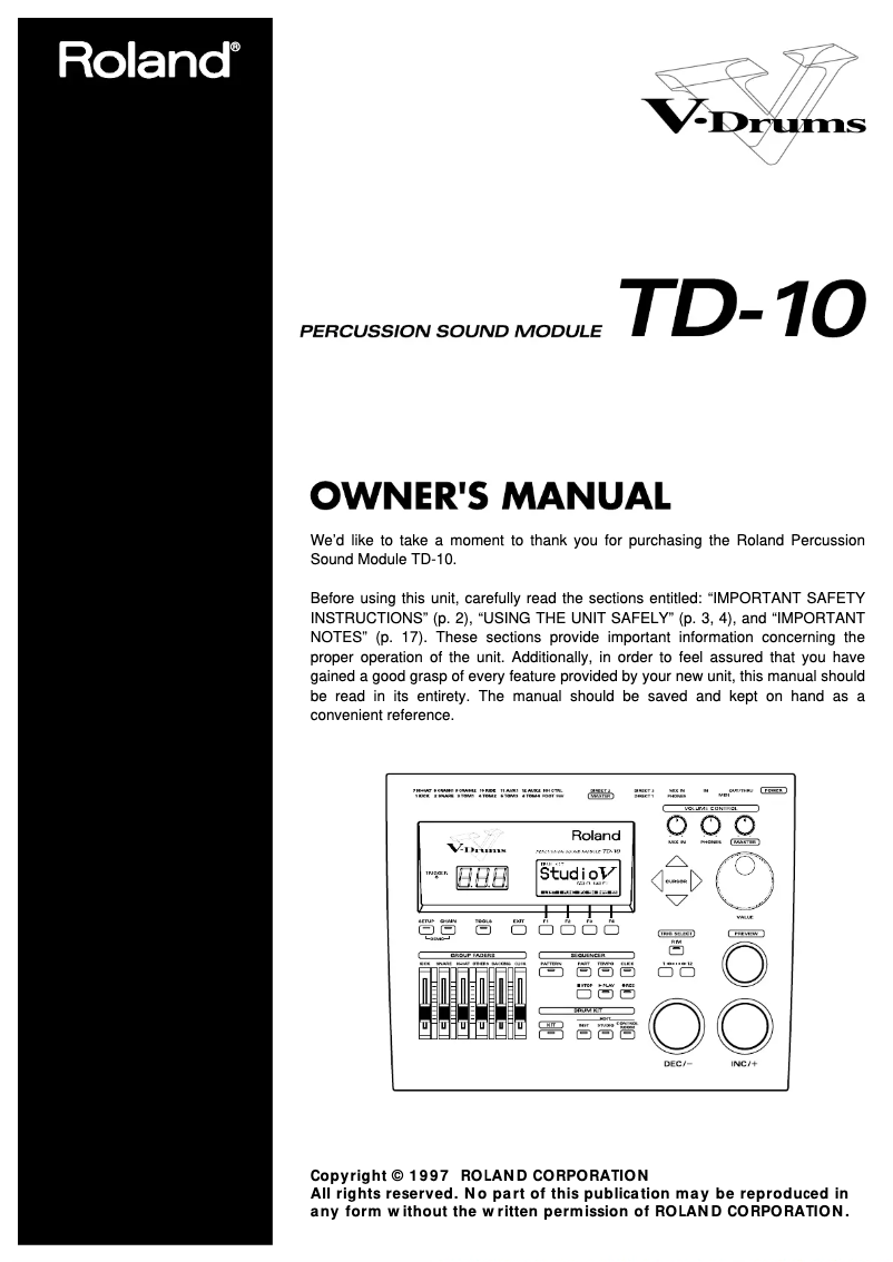 Page n°1 - Manuel utilisateur Roland TD-10
