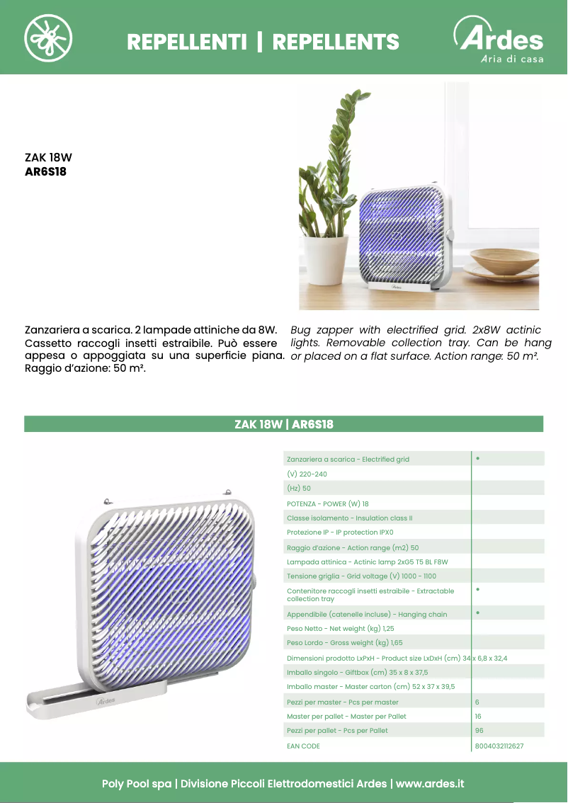 Page 1 de la notice Fiche technique Ardes AR6S18