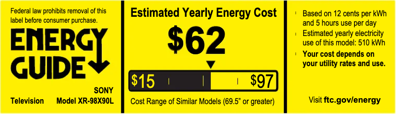 Página 1 del manual Etiqueta energética Sony XR-98X90L