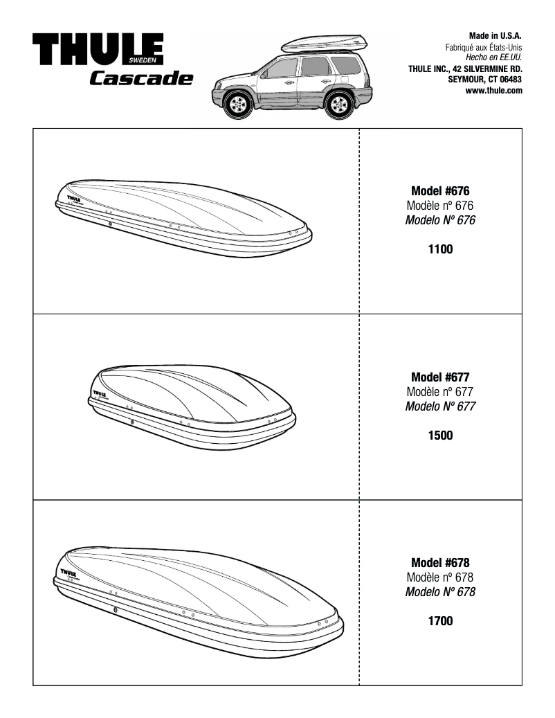 Page n°1 - Manuel utilisateur Thule Cascade 1500 677