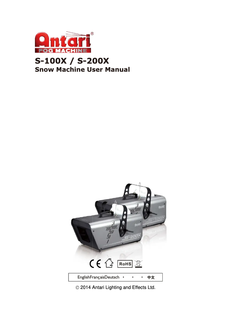 Page 1 de la notice Manuel utilisateur Antari S-200X