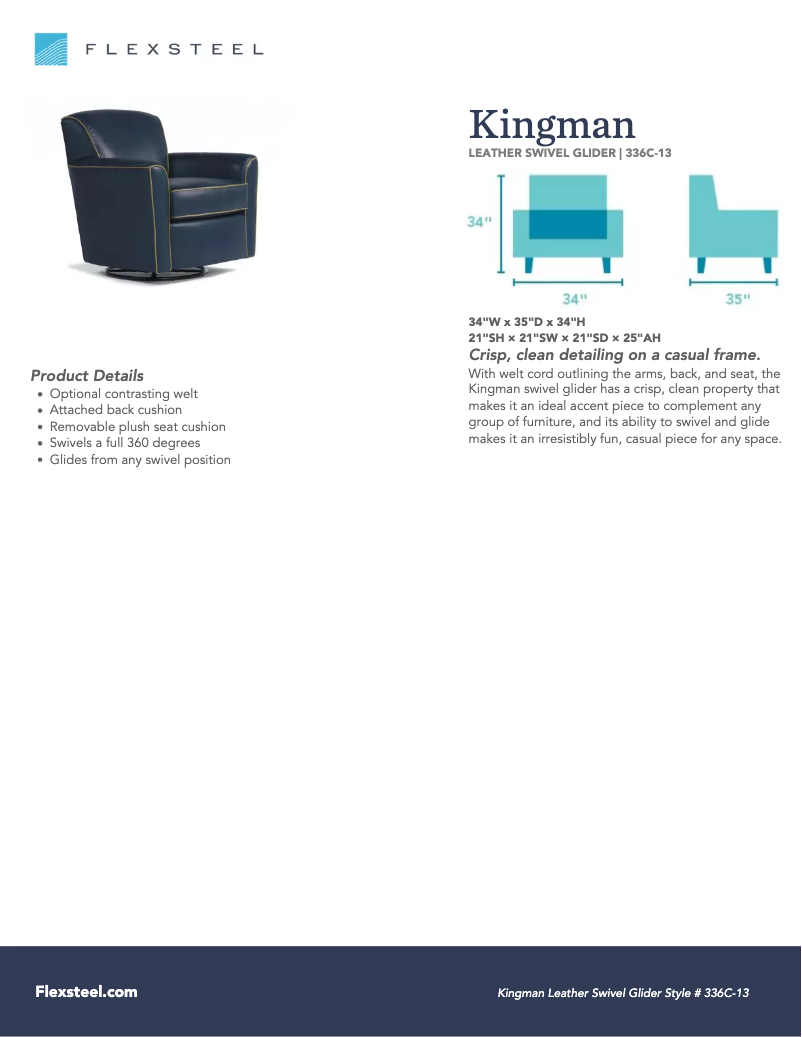 Page n°1 - Manuel utilisateur Flexsteel Kingman 336C-13