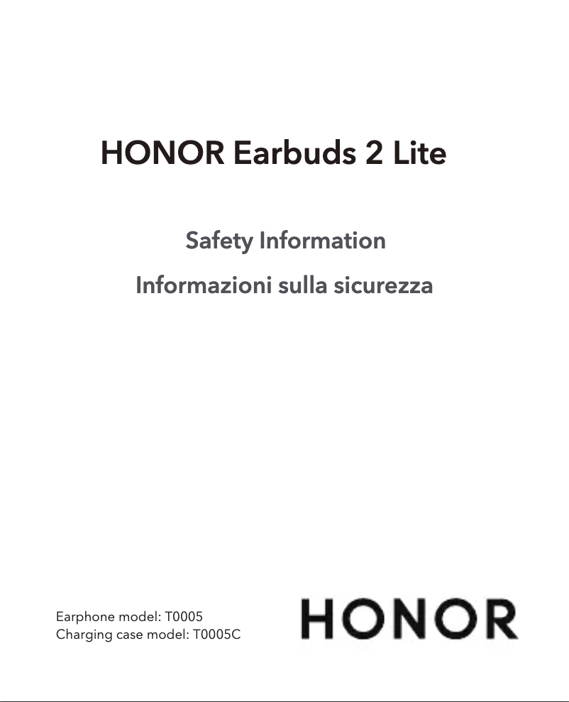 Page 1 de la notice Instructions de sécurité Honor Earbuds 2 Lite