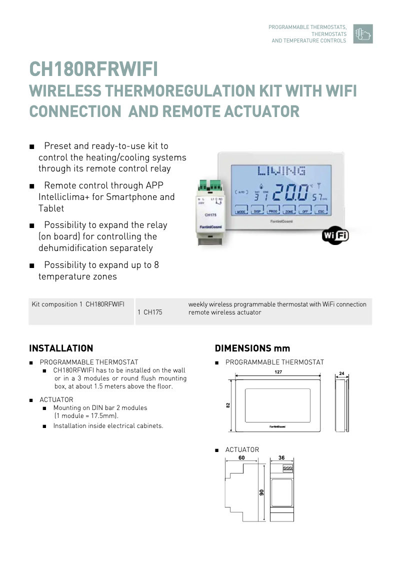 Page 1 de la notice Fiche technique Fantini Cosmi CH180RFRWIFI