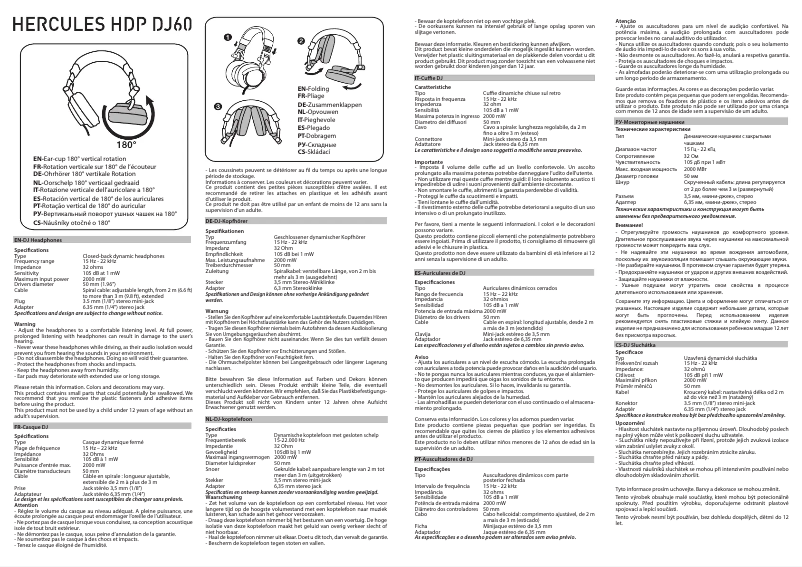 Page 1 de la notice Manuel utilisateur Hercules HDP DJ60