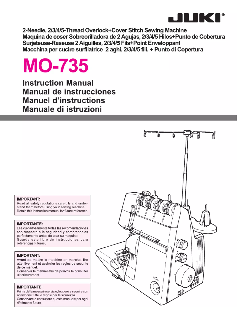 Page 1 de la notice Manuel utilisateur Juki MO-735