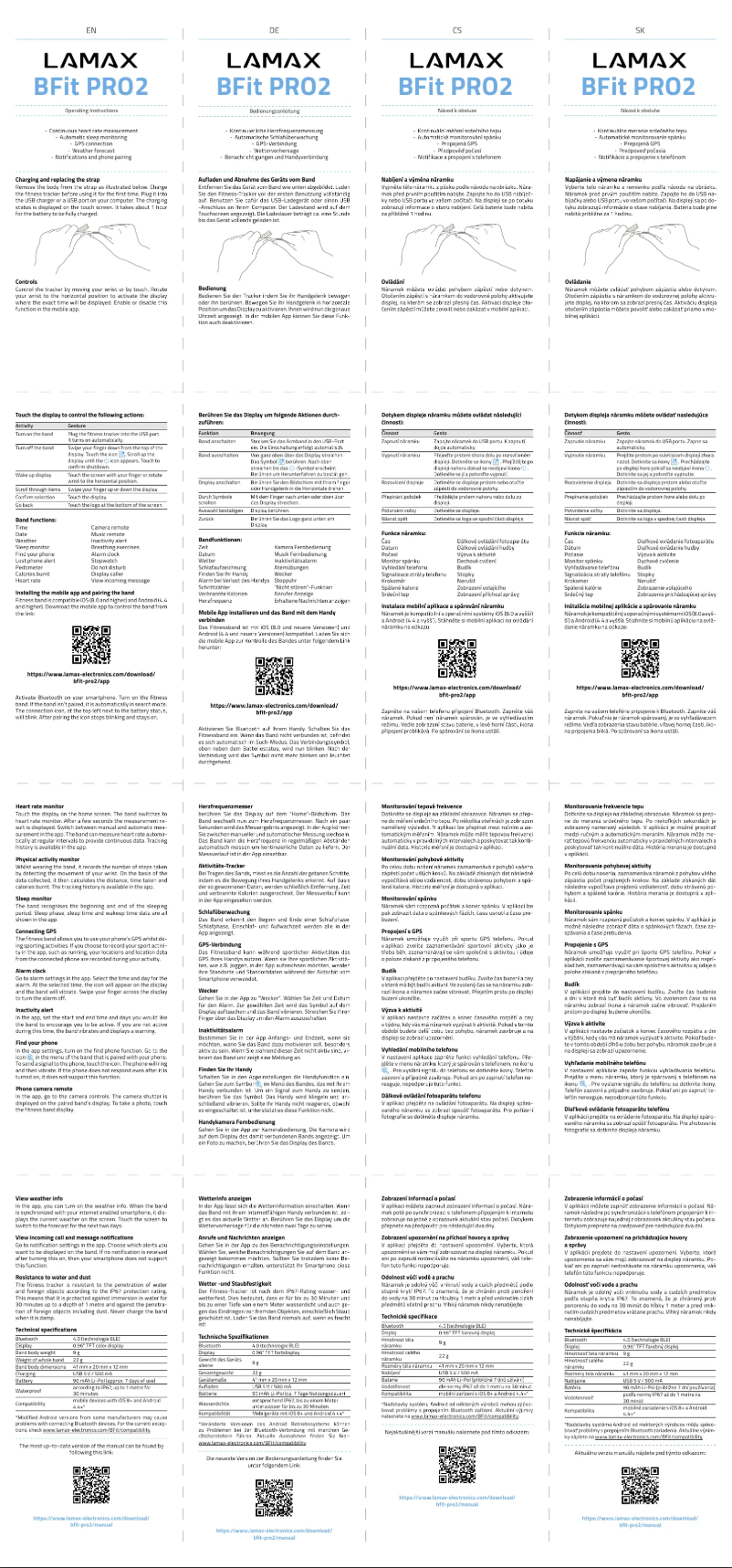 Page n°1 - Manuel utilisateur Lamax BFit PRO2