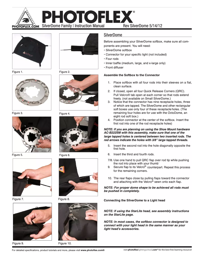 Page 1 de la notice Manuel utilisateur Photoflex SilverDome Nxt