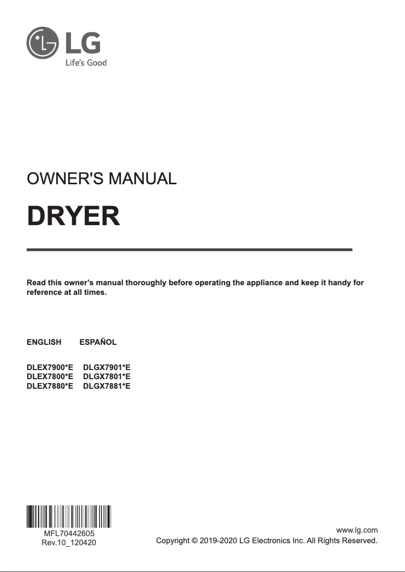 First page image of the manual for DX7801WE