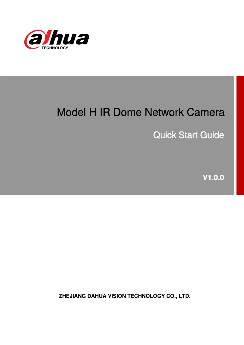 Page 1 de la notice Manuel utilisateur Dahua Technology Ultra IPC-HDBW7442H-Z4FR