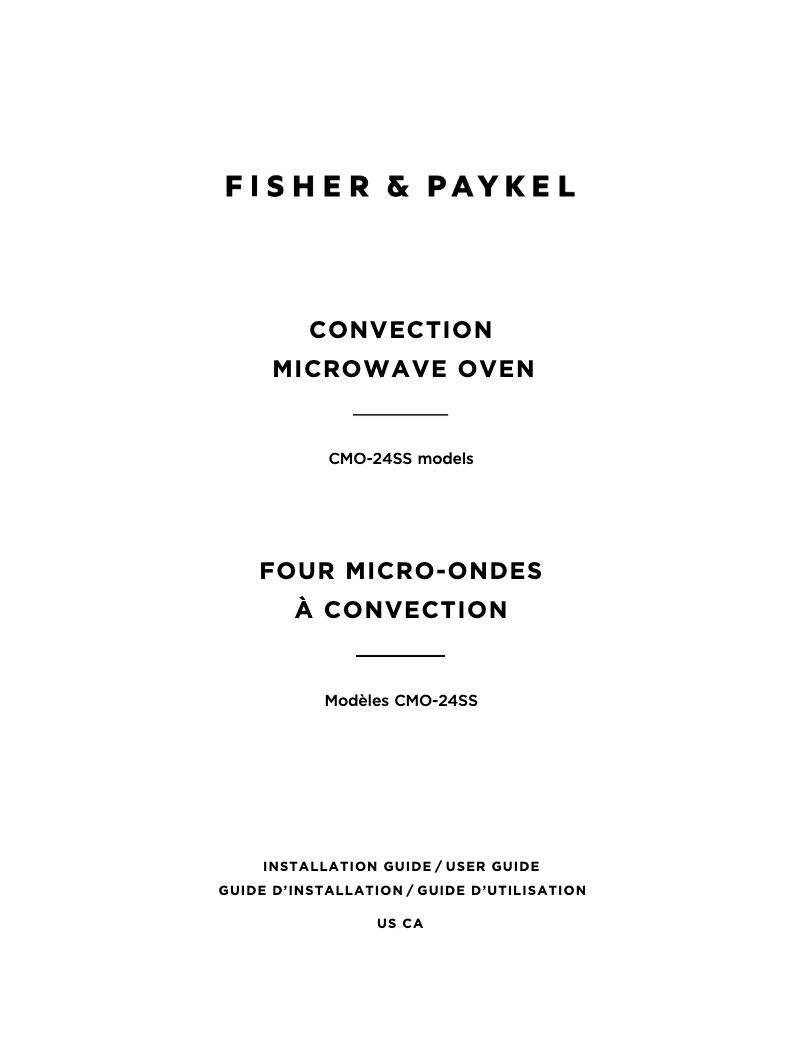 Page n°1 - Manuel utilisateur Fisher & Paykel CMO24SS3Y