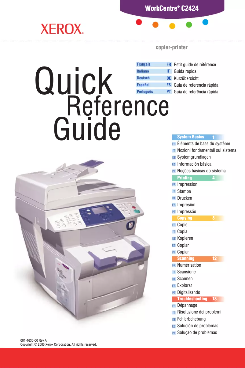 Image de la première page du manuel de l'appareil WorkCentre C2424