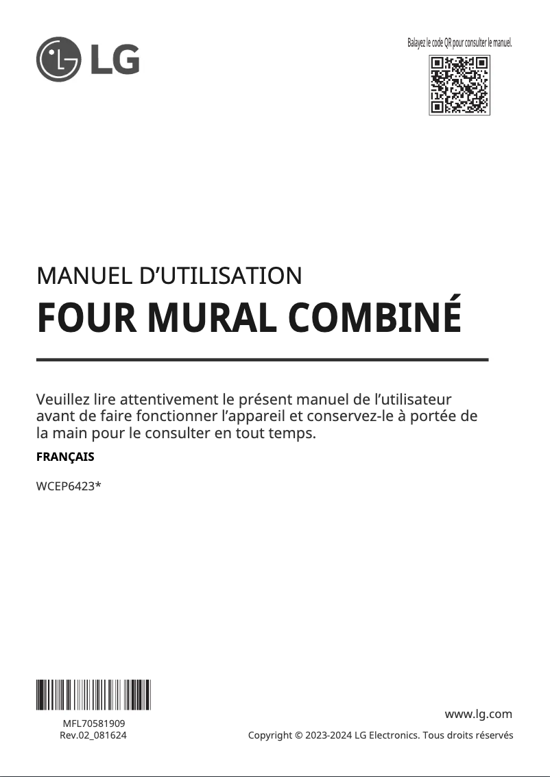Page n°1 - Manuel utilisateur LG WCEP6423F