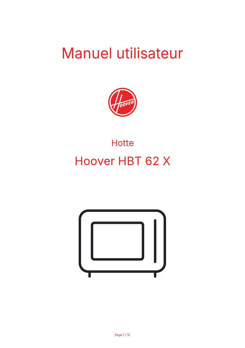 Page n°1 - Manuel utilisateur Hoover HBT 62 X