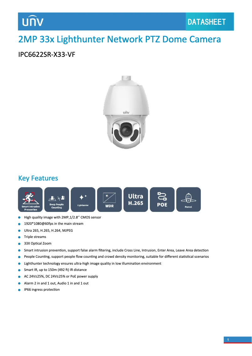Image de la première page du manuel de l'appareil IPC6622SR-X33-VF