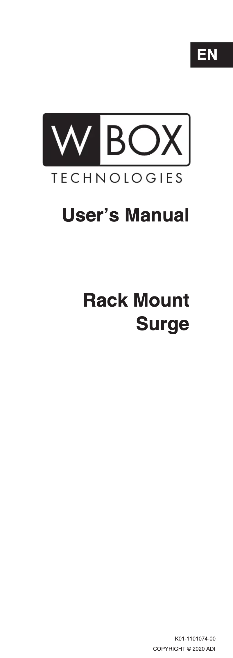 Page 1 de la notice Manuel utilisateur W Box 0E-RCKMTSURG