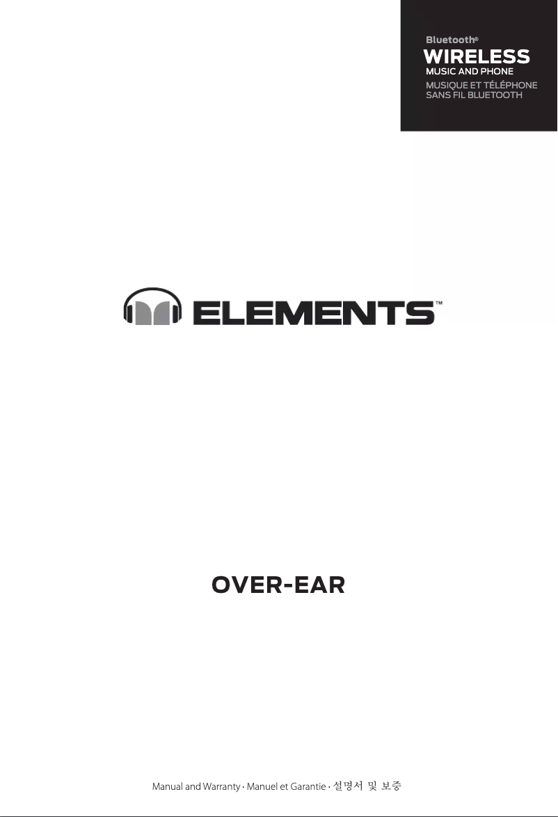 Page 1 de la notice Manuel utilisateur Monster Elements Wireless Over-Ear